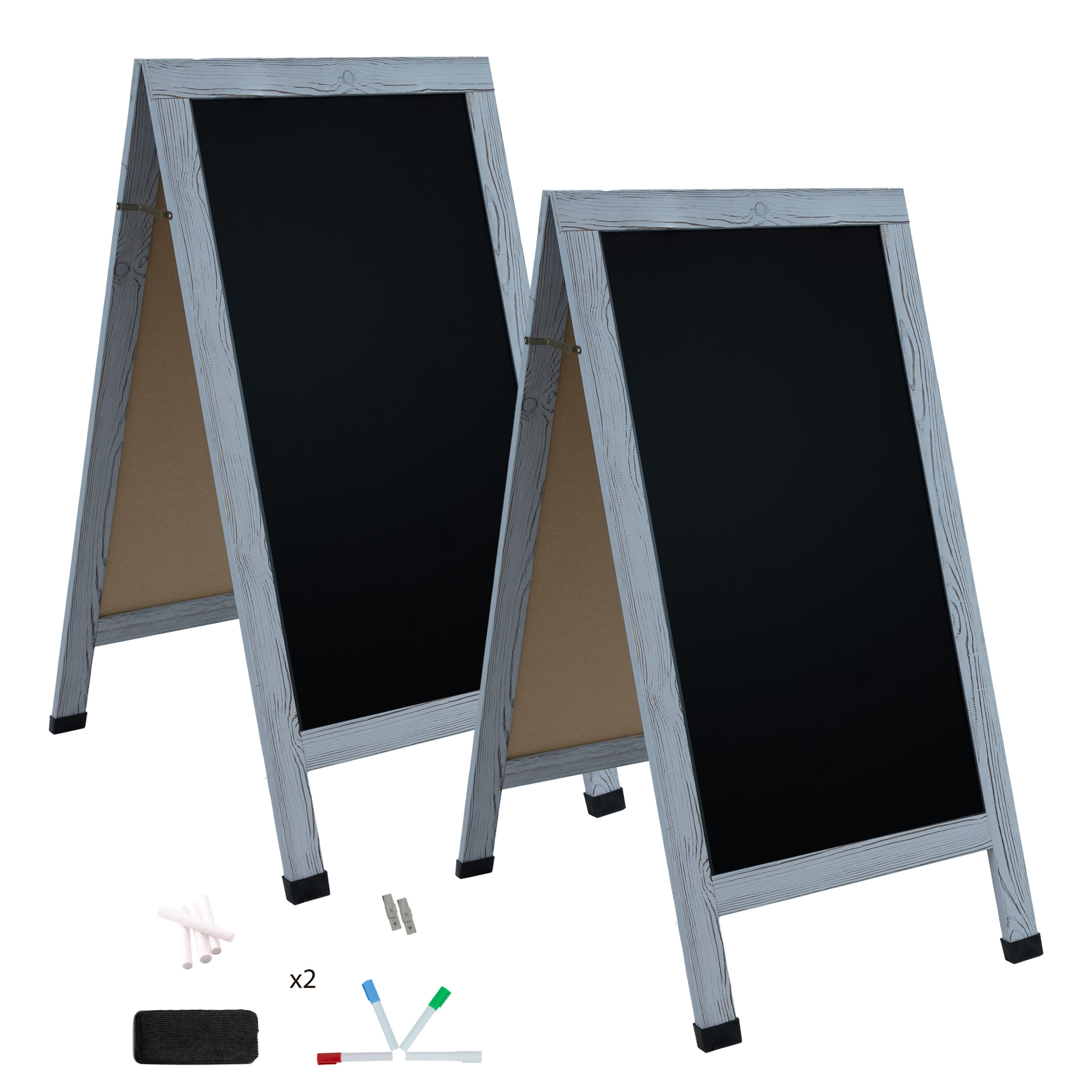 Sunnydaze Decor, A-Frame Chalkboard - Graywashed - 2-Pack, Color Finish Gray, Model# DYG-4442